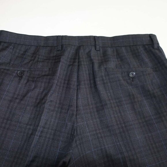 Hugo Boss Men's H-Huge Slim Fit Pants 36 x 31 Charcoal Gray Plaid Wool Slacks - Picture 6 of 7